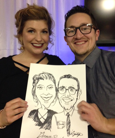 Caricature of two people